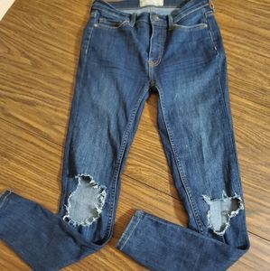 Free People Dark Skinny Destroyed Jeans size 25